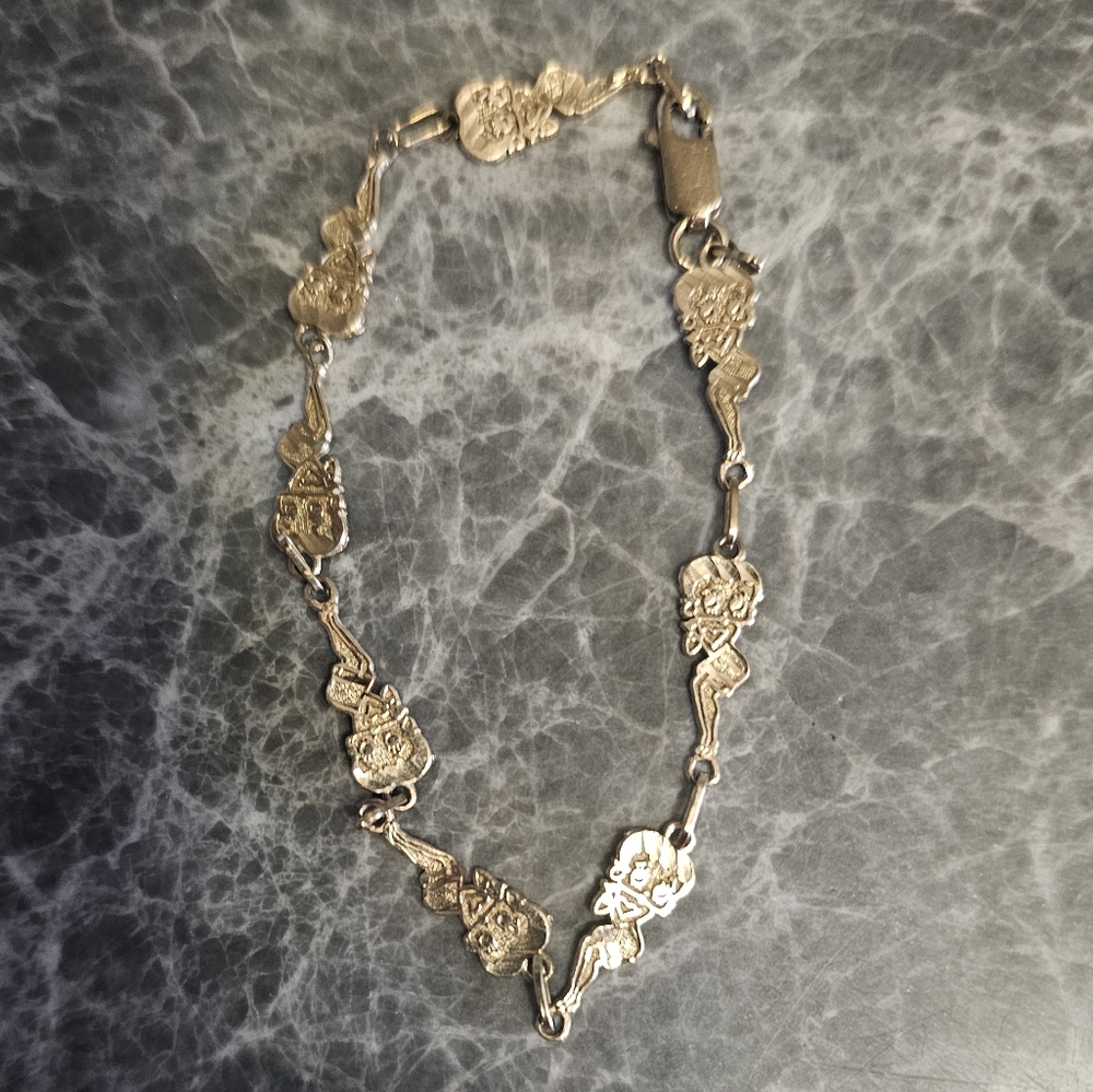 RARE 10k Gold Betty Boop 8-Character Figural Link Bracelet Heavy Collector's Pie - Picture 3 of 8